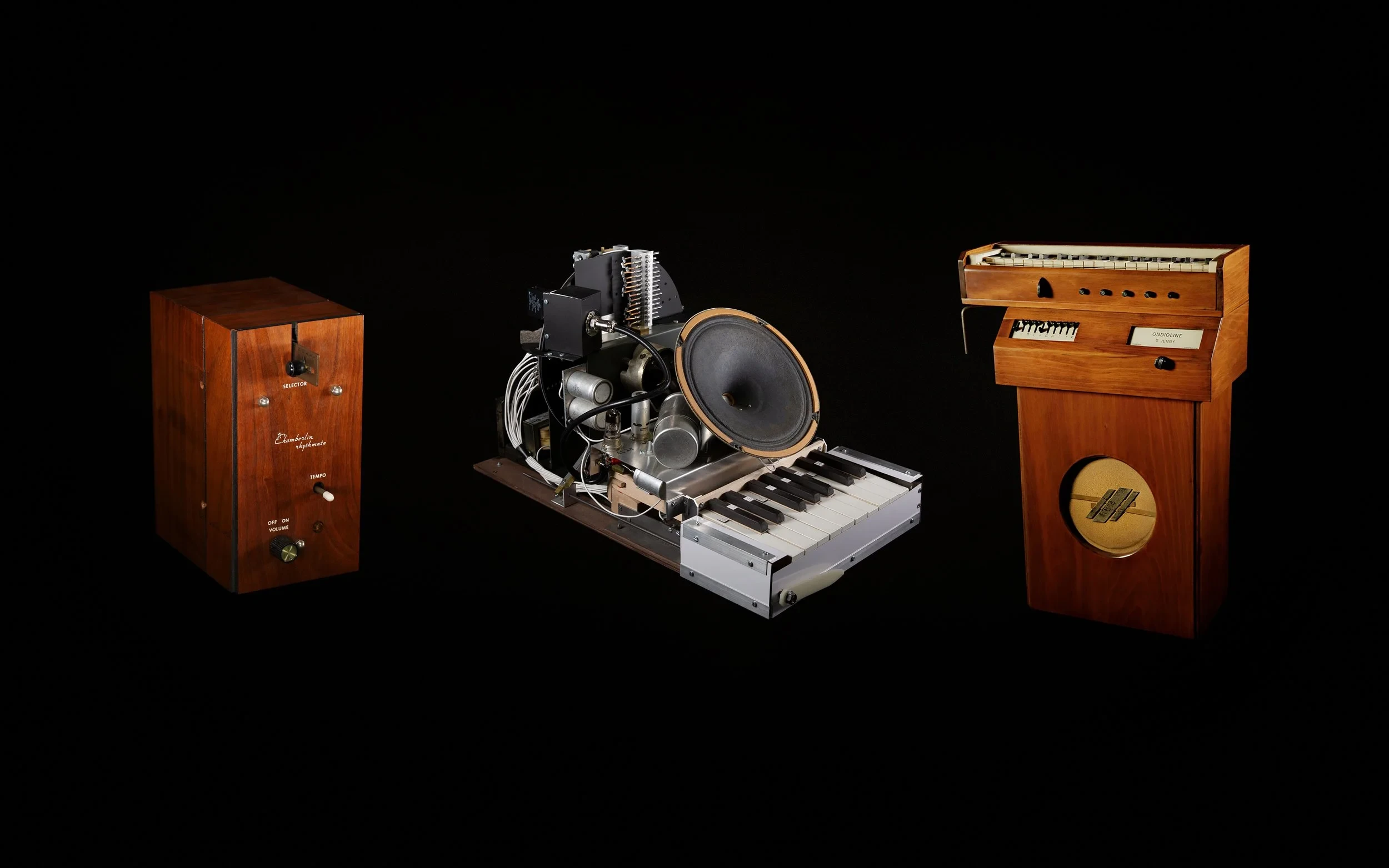 Chamberlin Rhythmate, Moscow Rhythmicon replica, and Ondioline