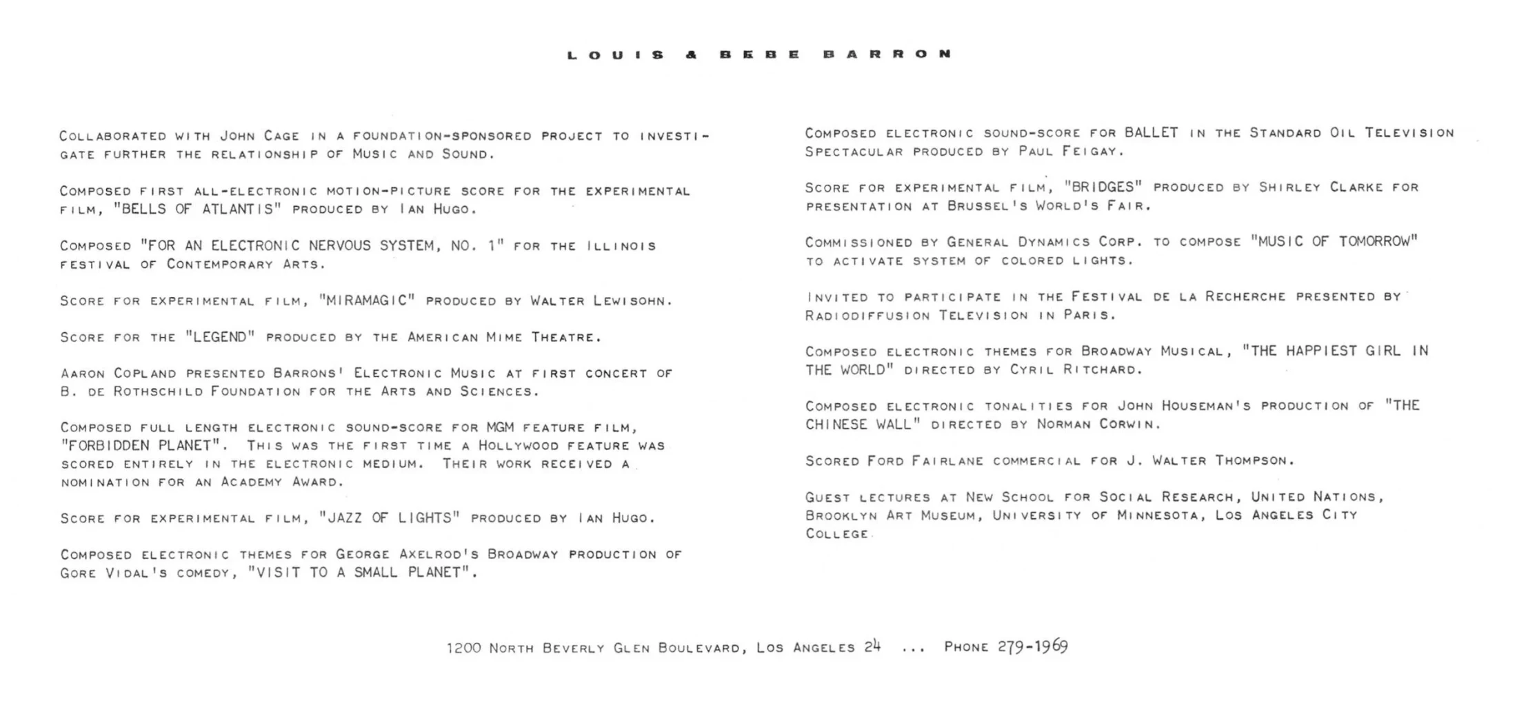 Louis & Bebe Barron Archive
